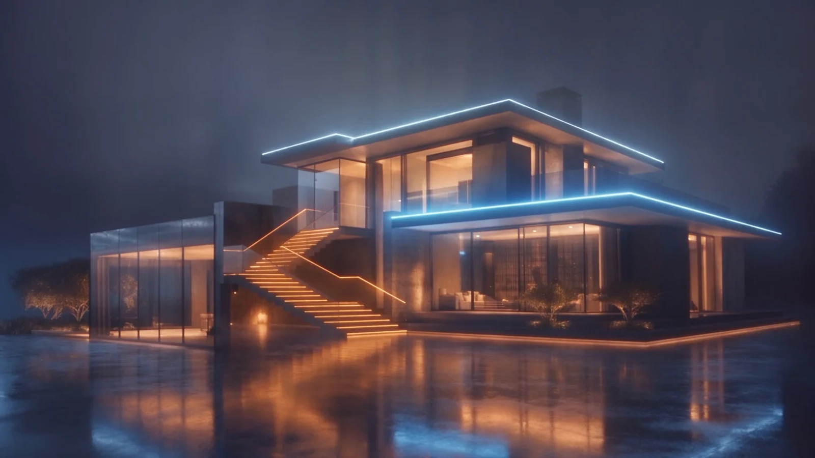 Contemporary villa at the final render stage